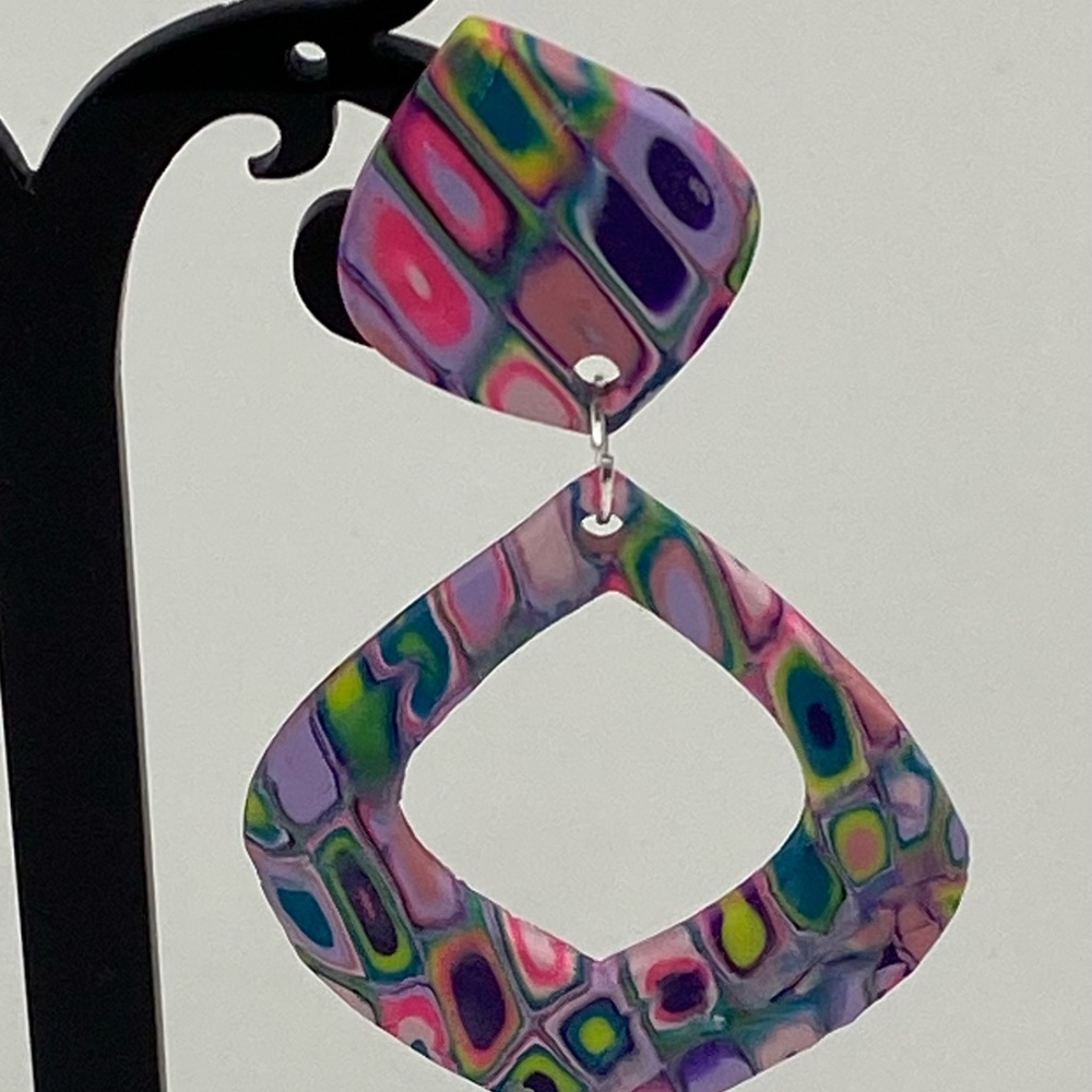 Unique Handmade Polymer Clay Stud Earrings - Picture 8 of 14